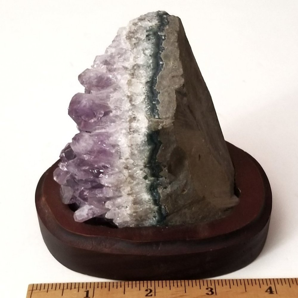 Natural Amethyst Cluster on Wooden Base - Picture 8 of 8